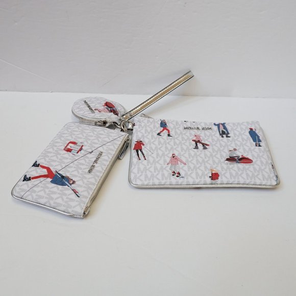 Michael Kors Jet Set Girls JST Ski Multi Wristlet Trio MK Bright White Multi - Picture 2 of 11